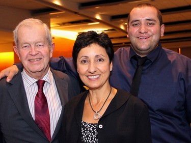 From left, Brian Scott, seen with his wife, Monica Sapiano, and their son, Matthew, was this year's recipient of Outstanding Volunteer Fundraiser at the 21st Annual AFP Ottawa Philanthropy Awards, held at the Shaw Centre on Thursday, November 19, 2015.