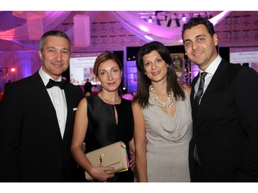 From left, Dr. Shahram Zolfaghari and his wife, Parmoun Zolfaghari, with Nina Nicolini and Peter Nicolini, of Nicolini Construction, at the annual Ashbury Ball held at the private school in Rockcliffe Park on Saturday, November 7, 2015.