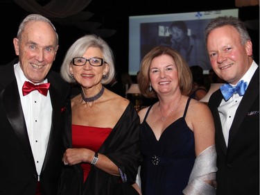From left, Frank McArdle and his wife, Supreme Court of Canada Chief Justice Beverley McLachlin, with Valerie Poloz and her husband, Bank of Canada Governor Stephen Poloz, at The Ottawa Hospital Gala held at The Westin Ottawa, on Saturday, November 21, 2015. (Caroline Phillips / Ottawa Citizen)