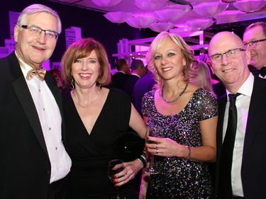 From left, George Weber, president and CEO of The Royal Ottawa Health Care Group, with his partner, journalist Julie Van Dusen, and Marlene Ford and Kevin Ford, CEO of Calian, at The Ottawa Hospital Gala, held at The Westin Ottawa on Saturday, November 21, 2015. (Caroline Phillips / Ottawa Citizen)