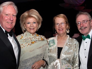 From left, Greg Kane, co-chair of The Ottawa Hospital Gala and chair of the hospital foundation's Tender Loving Research Campaign, with his wife, Adrian Burns, and Patricia Bassett and her husband, Irish Ambassador Ray Bassett (who has a PhD in biochemistry), at The Ottawa Hospital Gala, held at The Westin Ottawa on Saturday, November 21, 2015. (Caroline Phillips / Ottawa Citizen)