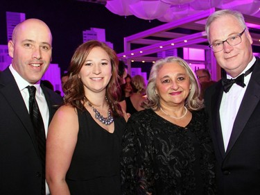 From left, Kevin O'Shea with his expectant wife, Bianca O'Shea, at The Ottawa Hospital Gala held at The Westin hotel on Saturday, November 21, 2015, with her parents, Lian Kitts and Dr. Jack Kitts, president and CEO of The Ottawa Hospital. (Caroline Phillips / Ottawa Citizen)
