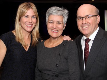 From left, Liza Mrak with Jayne Watson, CEO of the National Arts Centre Foundation, and Mrak's brother, Michael Mrak, of the family-owned Mark Motors of Ottawa, this year's recipient of Outstanding Small Business Philanthropist at the 21st Annual AFP Ottawa Philanthropy Awards, held at the Shaw Centre on Thursday, November 19, 2015.