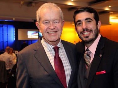 From left, Outstanding Volunteer Fundraiser recipient Brian Scott with Jack Silverstein, vice president of financial development at the National Capital Region YMCA-YWCA, at the 21st Annual AFP Ottawa Philanthropy Awards held at the Shaw Centre on Thursday, November 19, 2015.