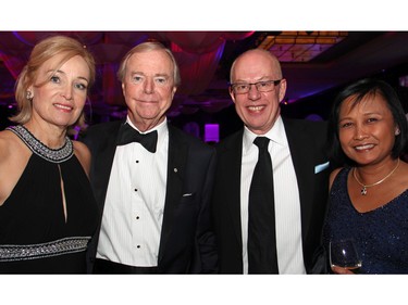 From left, Shannon Day-Newman with her husband, gala emcee Don Newman, and Steve West, board chair of The Ottawa Hospital Foundation, and his wife, Eunice West, at The Ottawa Hospital Gala held at The Westin Ottawa on Saturday, November 21, 2015. (Caroline Phillips / Ottawa Citizen)