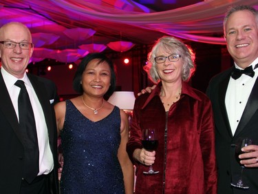From left, Steve West, chair of the board for The Ottawa Hospital Foundation, with his wife, Eunice, at The Ottawa Hospital Gala with Michelle McIntosh and her husband, Scott McIntosh from title sponsor Nordion, on Saturday, November 21, 2015, at The Westin Ottawa. (Caroline Phillips / Ottawa Citizen)