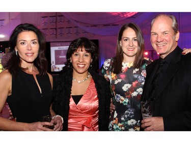 From left, Susan Bryson with Pooneh Azadeh, Tara-Leigh Cancino Brouillette and her partner, Jeff Mierins, owner of Star Motors, at Ashbury College's annual ball, held at the private school in Rockcliffe Park on Saturday, November 7, 2015.