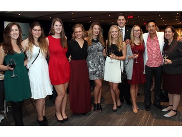 From left, Taylor Murray, Jacqueline Novotny, Barbara Robertson, Emily Hillstrom, Shauna McKenna, Keara Johnston, Cameron McIntyre, Madison Skotnicki, Tuan Nguyen and Robyn Ouimet attended the 21st Annual AFP Ottawa Philanthropy Awards, held at the Shaw Centre on Thursday, November 19, 2015, as part of CASCO, winner of Outstanding Philanthropic Group award.