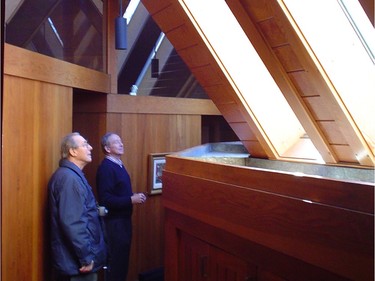 Before he died (in 2008), architect James Strutt, left, revisited the home with current owner Daniel Chadwick.