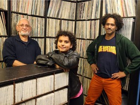 Gordon Walker (L), Laetizia Walker and Trevor Walker (R).  Three generations of Walker family, all involved with the community volunteer station CKCU, which is now in annual funding drive.