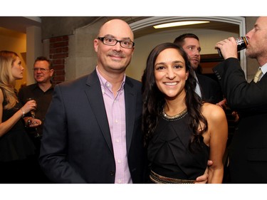 Jeff Smith, owner of Smith & Bradley's Insurance, with his wife Angela Singhal at An Unlikely Pairing: Adventures in Food Trucks and Fine Wines, held in support of Christie Lake Kids on Thursday, November 12, 2015, at Ashbury College in Rockcliffe Park. (Caroline Phillips / Ottawa Citizen)