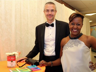 Karsten Mecklenburg, a counsellor with the European Union to Canada, with his wife, Ariane Zeba-Mecklenburg, at the Fifteen Minutes of Fame-themed Ashbury Ball held at Ashbury College on Saturday, November 7, 2015.