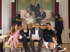 Annie Murphy, Eugene Levy, Catherine O'Hara and Dan Levy star in Schitt's Creek.