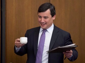 Conservative MP Michael Chong takes his seat at the Senate rules and procedures committee to discuss his private member's bill on Parliament Hill in Ottawa on May 26, 2015. A Conservative backbencher's controversial effort to rebalance power between MPs and party leaders is on its way to becoming law after surviving a stiff challenge in the Senate. Michael Chong's Reform Act passed in the upper house late Monday by a vote of 38-14, with four abstentions.