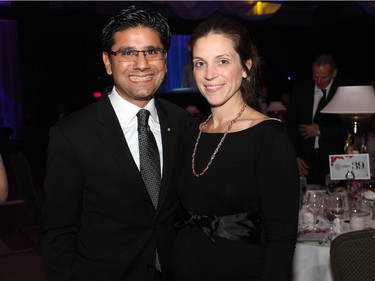 Ottawa Centre Liberal MPP Yasir Naqvi, Minister of Community Safety & Correctional Services, with his wife, Christine McMillan, who's expecting their second child in February, at The Ottawa Hospital Gala, held at The Westin Ottawa on Saturday, November 21, 2015. (Caroline Phillips / Ottawa Citizen)