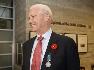 Ottawa Senators General Manager Bryan Murray smiles after receiving the Order of Ottawa.