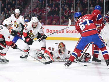 Max Pacioretty #67 of the Montreal Canadiens takes a shot on Craig Anderson #41of the Ottawa Senators.
