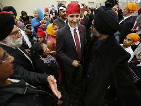 Prime Minister Justin Trudeau visits the Ottawa main Sikh Temple to mark Diwali or the Festival of Lights Wednesday November 11, 2015.