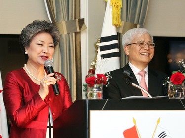 The Canada Korea Society held its annual general meeting and dinner on Nov. 12 at the Ottawa Hunt & Golf Club. Society president Young Hae Lee introduced Korean Ambassador DaeShik Jo.