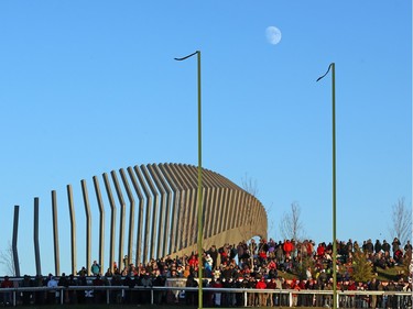 The moon during the second half of the East Conference Finals opposing the Ottawa Redblacks against the Hamilton Tiger-Cats at TD Place in Ottawa, November 22, 2015.