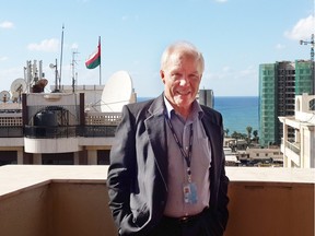 Peter Showler worked with the UNHCR (UN refugee agency) in Beirut. He is pictured here on the roof of UNHCR building in Beirut.