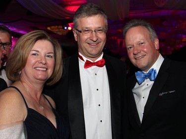Valerie Poloz with dinner table host Randy Marusyk, co-managing partner with MBM Intellectual Property Law, and Bank of Canada Governor Stephen Poloz, at The Ottawa Hospital's sold-out gala, held at The Westin Ottawa on Saturday, November 21, 2015. (Caroline Phillips / Ottawa Citizen)