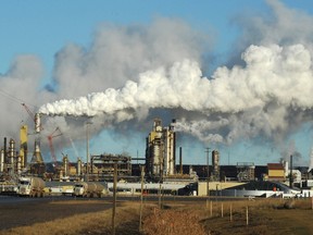 An oil sands extraction facility near Fort McMurray, Alberta.