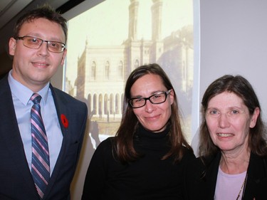 Zsuzsanna Toronyi, director of the Hungarian Jewish Museum and Archives gave a lecture at the University of Ottawa Nov. 5. Hungary currently holds the chairmanship of the International Holocaust Remembrance Alliance. From left: Lajos Oláh, deputy head of mission at the Embassy of Hungary; Toronyi; and  Judy Young Drache, president of the Canada-Hungary Educational Foundation.