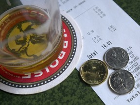 A tip is left on a table Tuesday, November 13, 2012 in Montreal.