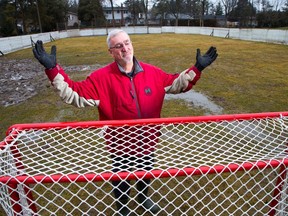 Al Arseneault says he needs a 10-centimetre base of snow before he can even start watering to prepare a community  rink in Lakeview Park.