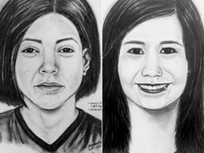 artist's conceptions of Shannon Alexander, left, and Maisy Odjick, both from Maniwaki, speculating what they might look like now.