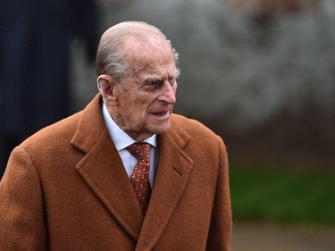 Britain's Phince Philip, the Duke of Edinburgh attends a traditional Christmas Day Church Service at Sandringham in eastern England, on December 25, 2015.