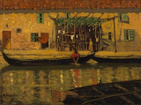 James Wilson Morrice's
Canal in Venice, (c. 1898–1900, oil on canvas, gift of A.K. Prakash) at the 
National Gallery of Canada.