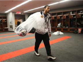 Chris Williams of the Ottawa Redblacks cleaned out his locker  at TD Place on Tuesday. He is a possible free agent.