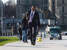 Newly elected Liberal MP Greg Fergus (Hull-Aylmer) makes his way to Parliament Hill in Ottawa on Tuesday, Nov. 3, 2015.