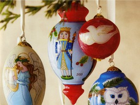 Hand-painted ornaments from Pier 1 are just one of the suggestions for a hostess gift.