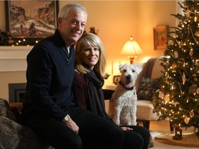 Andy and Nora Gross, along with their Wheaten terrier Aussie, are all set for the holidays.