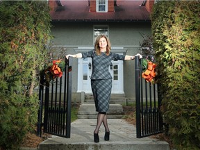 Interim Conservative leader, Rona Ambrose outside Stornoway - the Official Opposition Leader's residence in Ottawa.