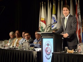 Justin Trudeau addresses the Assembly of First Nations congress in Montreal on July 7, 2015.