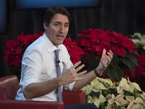Prime Minister Justin Trudeau participates in a town hall meeting in Ottawa, Wednesday December 16, 2015.