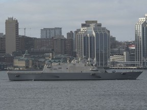 United Sates Ship (USS) MILWAUKEE, anchored in the harbour of Halifax, Nova Scotia on December 04, 2015.

Photo Credit: Leading Seaman Dan Bard, Formation Imaging Services, Halifax, Nova Scotia © 2015 DND-MDN Canada