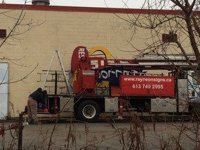 The Mellos sign, which was removed from the market on the night of Dec. 22, is now at the side of Ray Neon Signs on Old Sheffield Road.