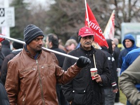 Airport Taxi drivers involved in a months-long labour dispute staged a rally Wednesday outside the Coventry Connections building despite a promise by a national union representative to cease demonstrations during bargaining.