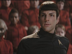 Spock (Zachary Quinto) in Starfleet Academy in a scene from Star Trek directed by J.J. Abrams.