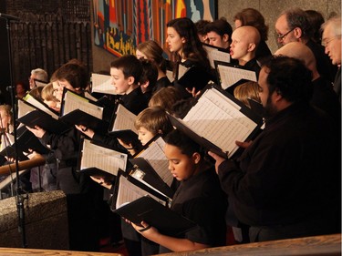 The Christmas FanFair Concert, presented Sunday, December 13, 205 in the NAC Main Foyer by the National Arts Centre Orchestra Players' Association, featured dozens of choir singers from Christ Church Cathedral.