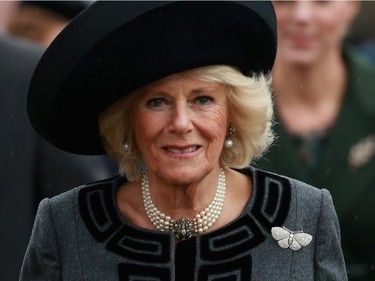 Camilla, Duchess of Cornwall attends a Christmas Day church service at Sandringham on December 25, 2015 in King's Lynn, England.