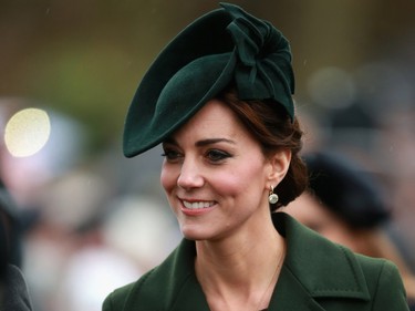 Catherine, Duchess of Cambridge attends a Christmas Day church service at Sandringham on December 25, 2015 in King's Lynn, England.