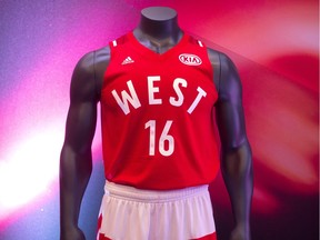 The uniforms for the 2015-2016 NBA All-Star Western team are unveiled in Toronto on Wednesday, December 2, 2015.