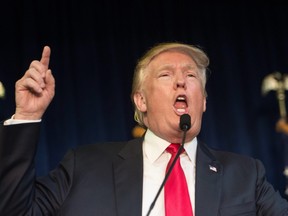 U.S. Republican presidential candidate Donald Trump addresses a campaign rally in Manassas, Virginia, on Dec. 2, 2015.