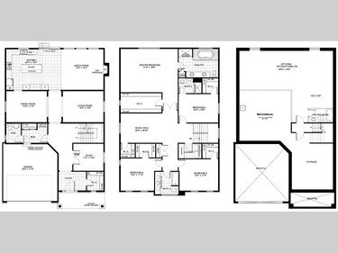 Floor plan of the Cambridge single. The two-storey is 3,610 square feet with either four bedrooms and a loft or five bedrooms.
